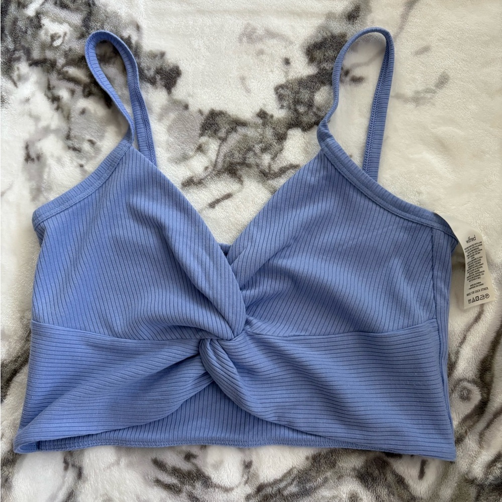 Wilfred Light Blue Ribbed Crop Top